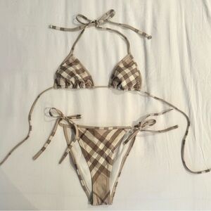 Authentic Burberry Triangle Bikini Set - Beige & Cream